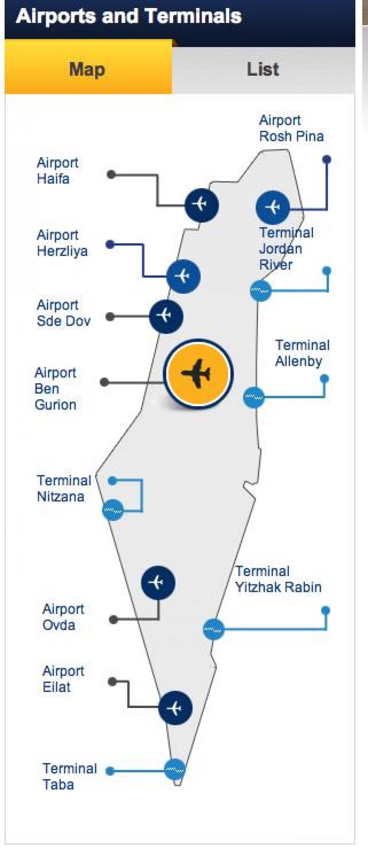 خريطة مطارات إسرائيل