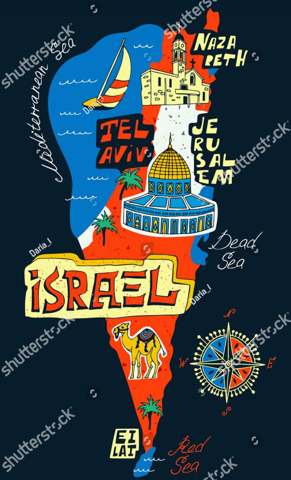 إسرائيل المعالم السياحية الخريطة