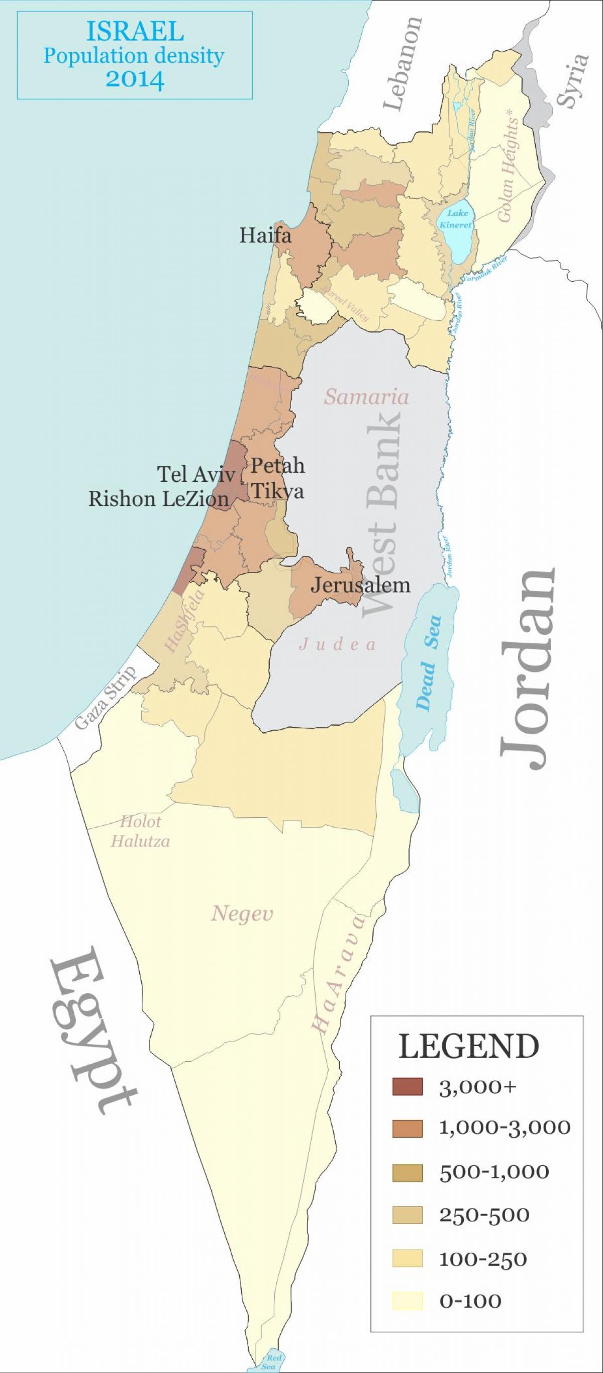 خريطة كثافة إسرائيل