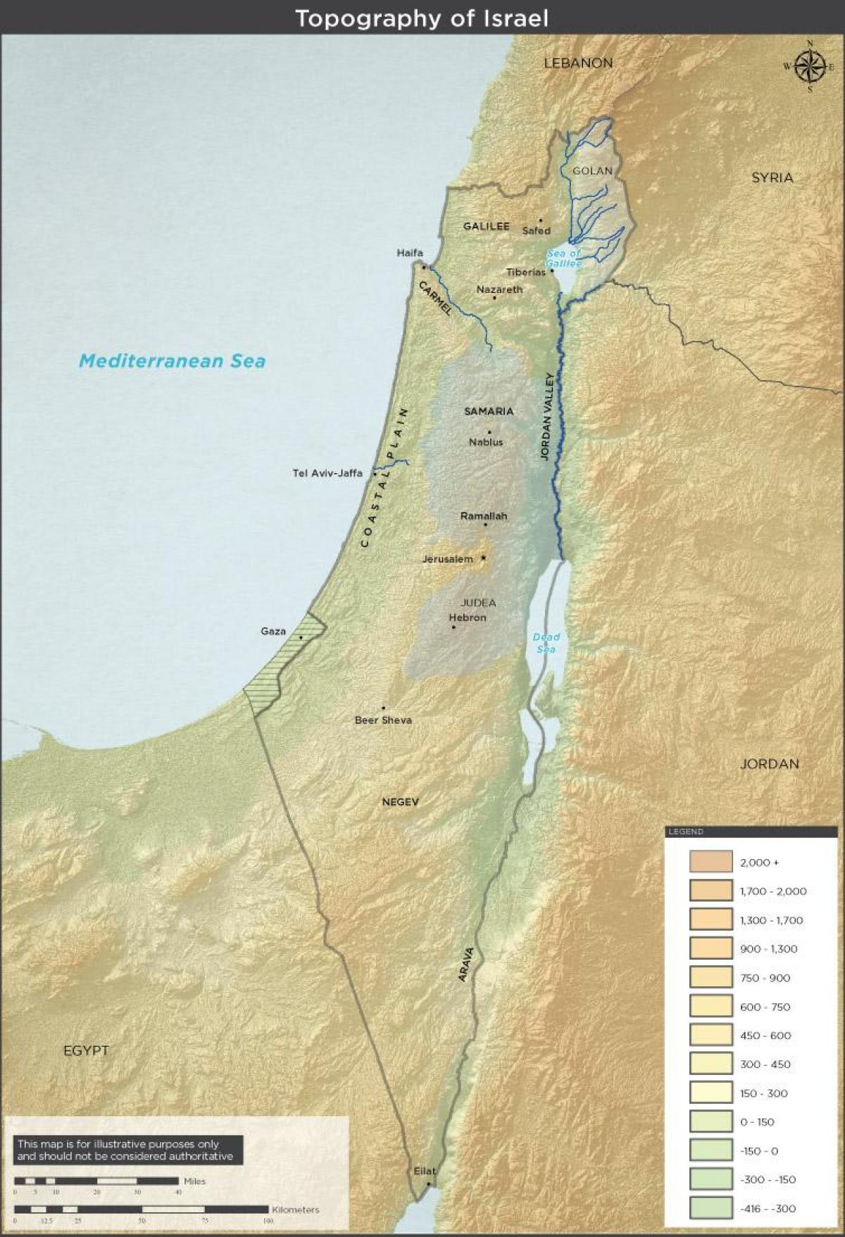خريطة طوبوغرافية لإسرائيل