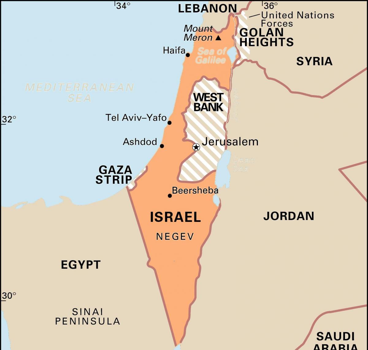 خريطة إسرائيل والدول المجاورة
